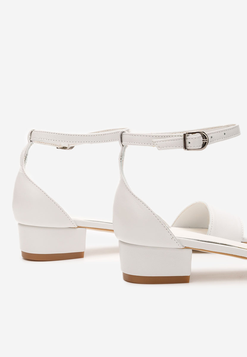 Πέδιλα με χοντρο τακουνι Amais V3 λευκά