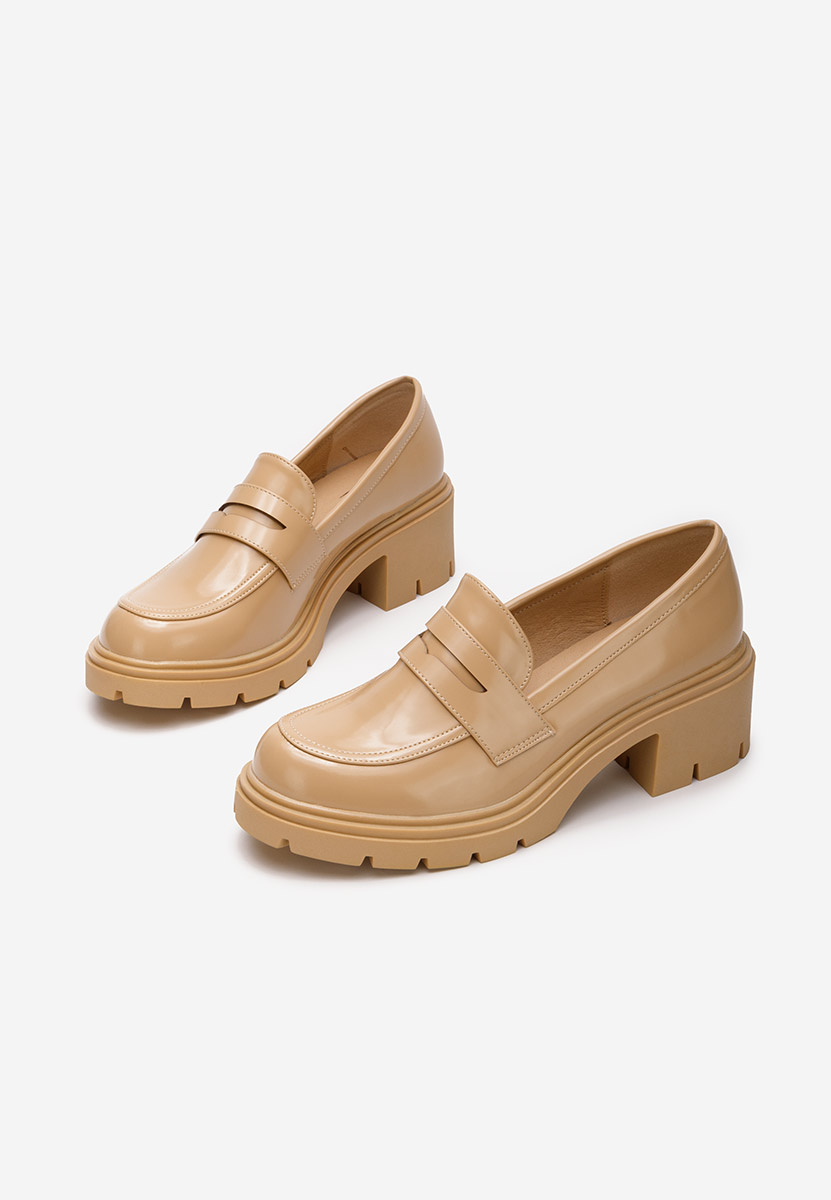 Loafers γυναικεια με τακουνι Naera V3 μπεζ