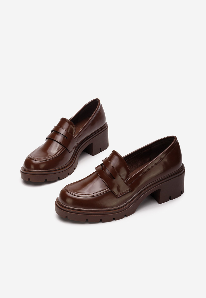 Loafers γυναικεια με τακουνι Naera V3 καφε