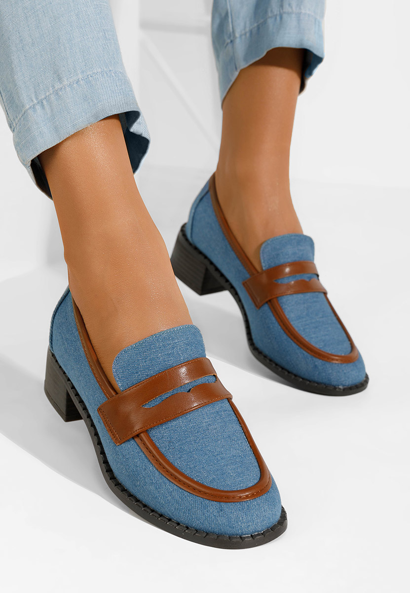 Loafers γυναικεια με τακουνι Bruna μπλε