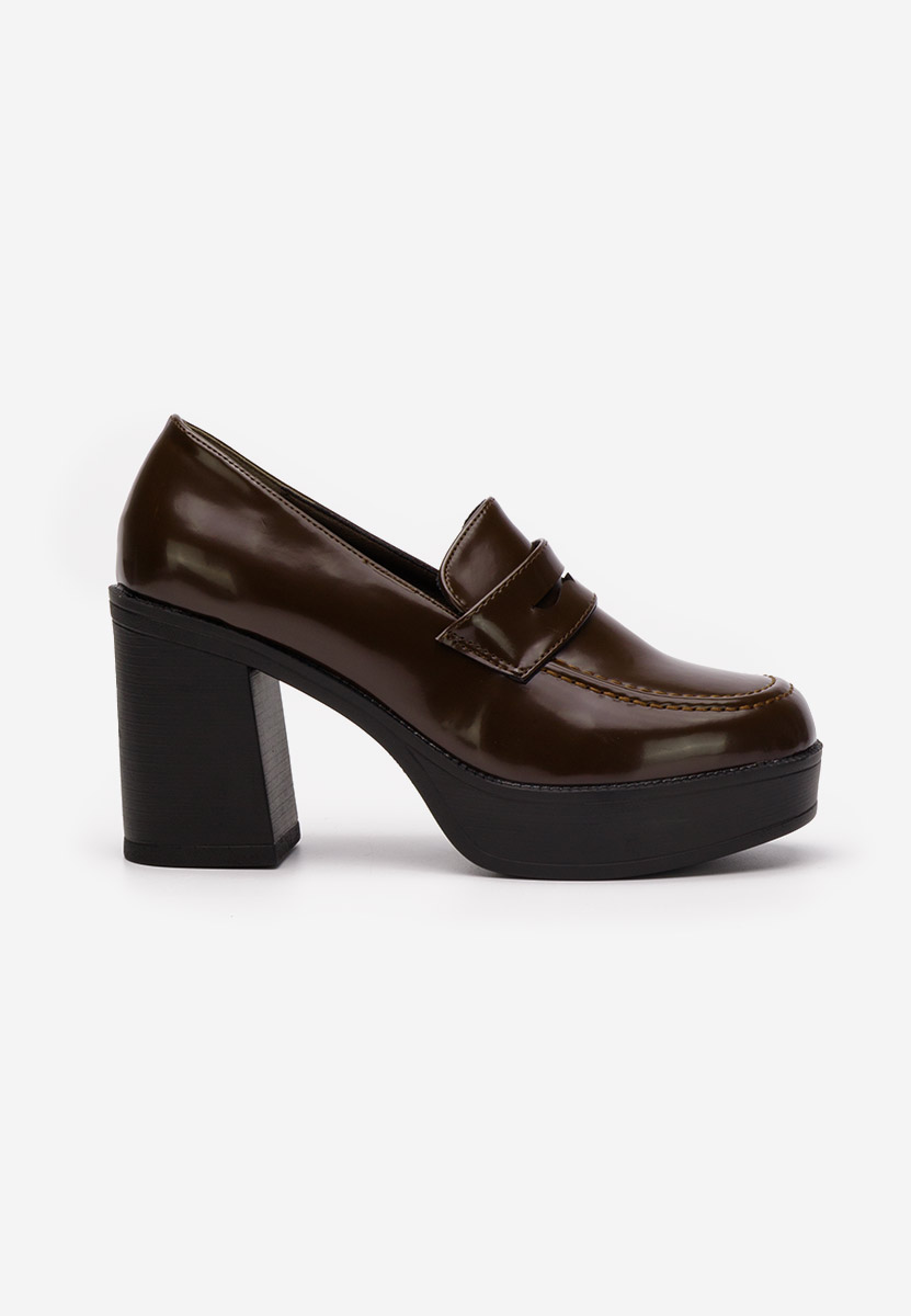 Loafers γυναικεια με τακουνι Meilani καφε