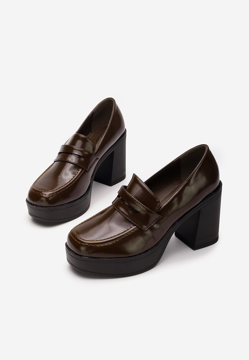 Loafers γυναικεια με τακουνι Meilani καφε