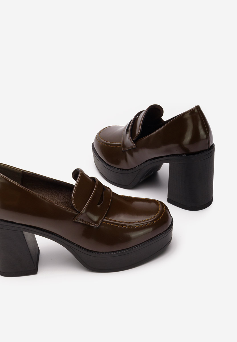 Loafers γυναικεια με τακουνι Meilani καφε
