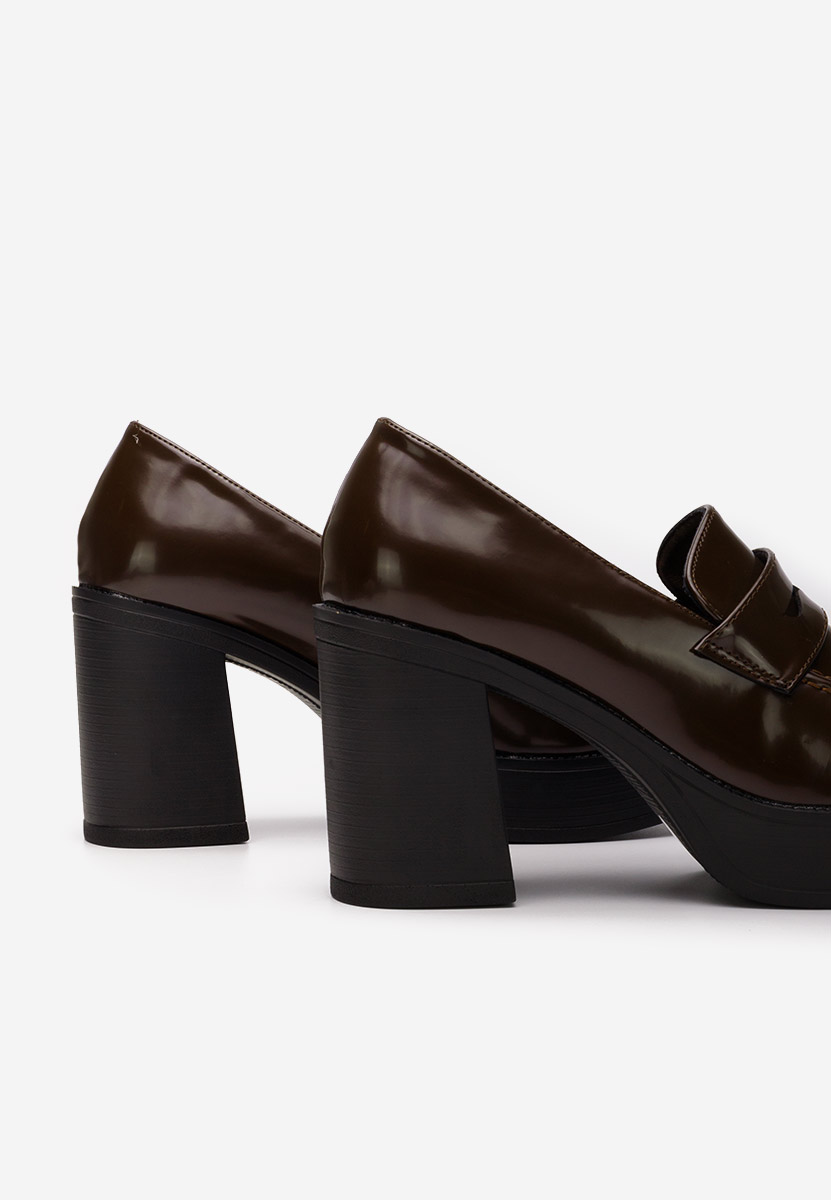 Loafers γυναικεια με τακουνι Meilani καφε