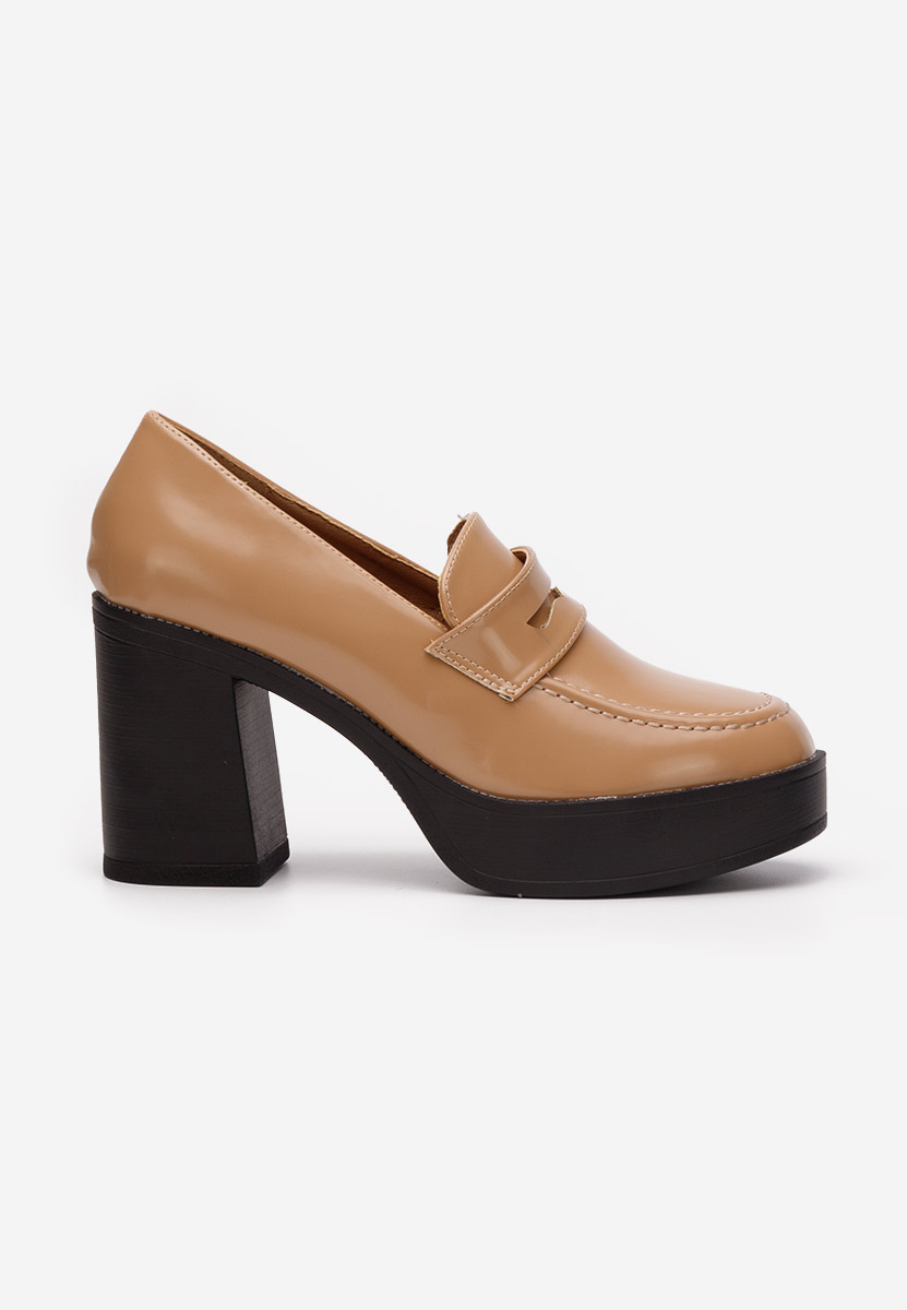 Loafers γυναικεια με τακουνι Meilani μπεζ