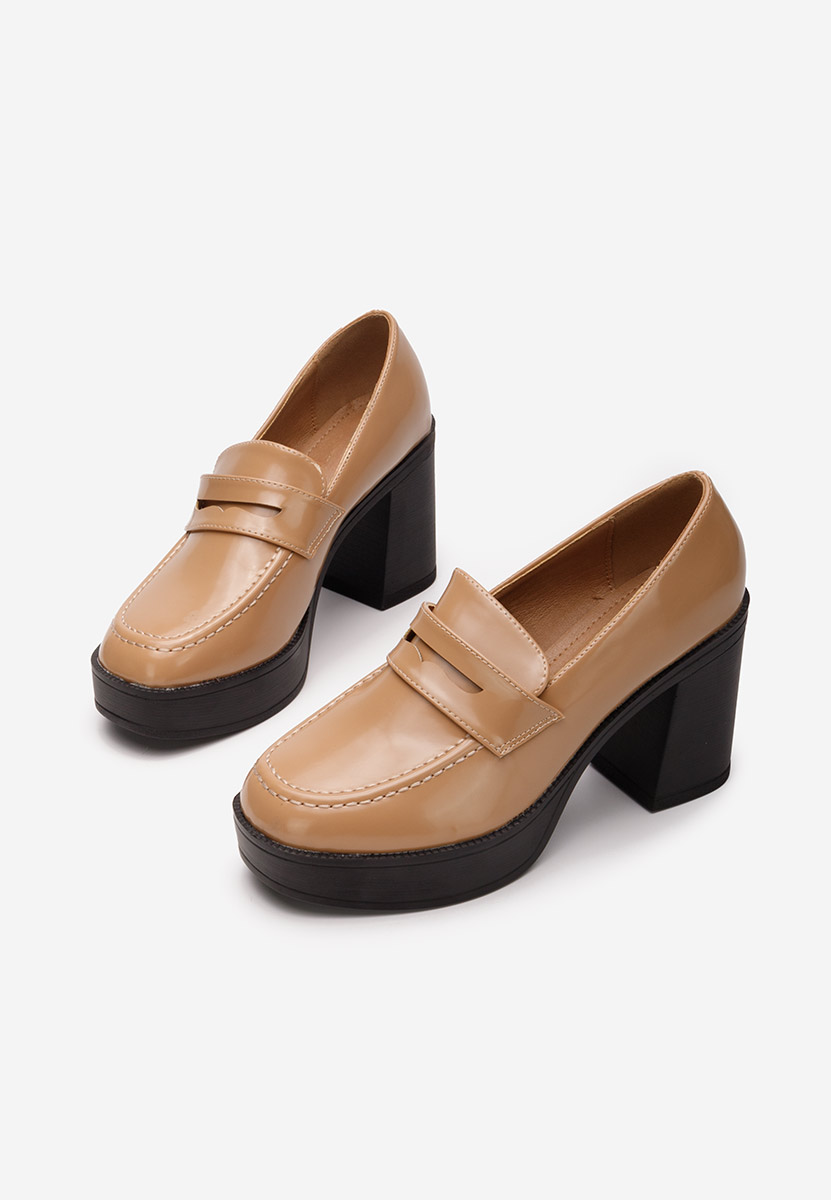 Loafers γυναικεια με τακουνι Meilani μπεζ