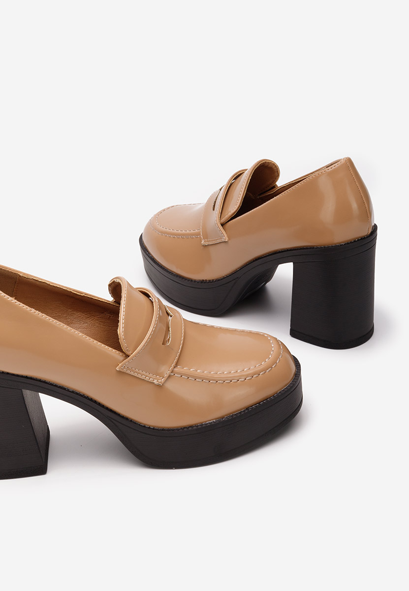 Loafers γυναικεια με τακουνι Meilani μπεζ