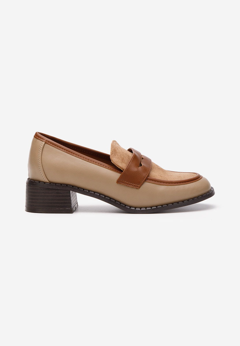 Loafers γυναικεια με τακουνι Bruna χακι