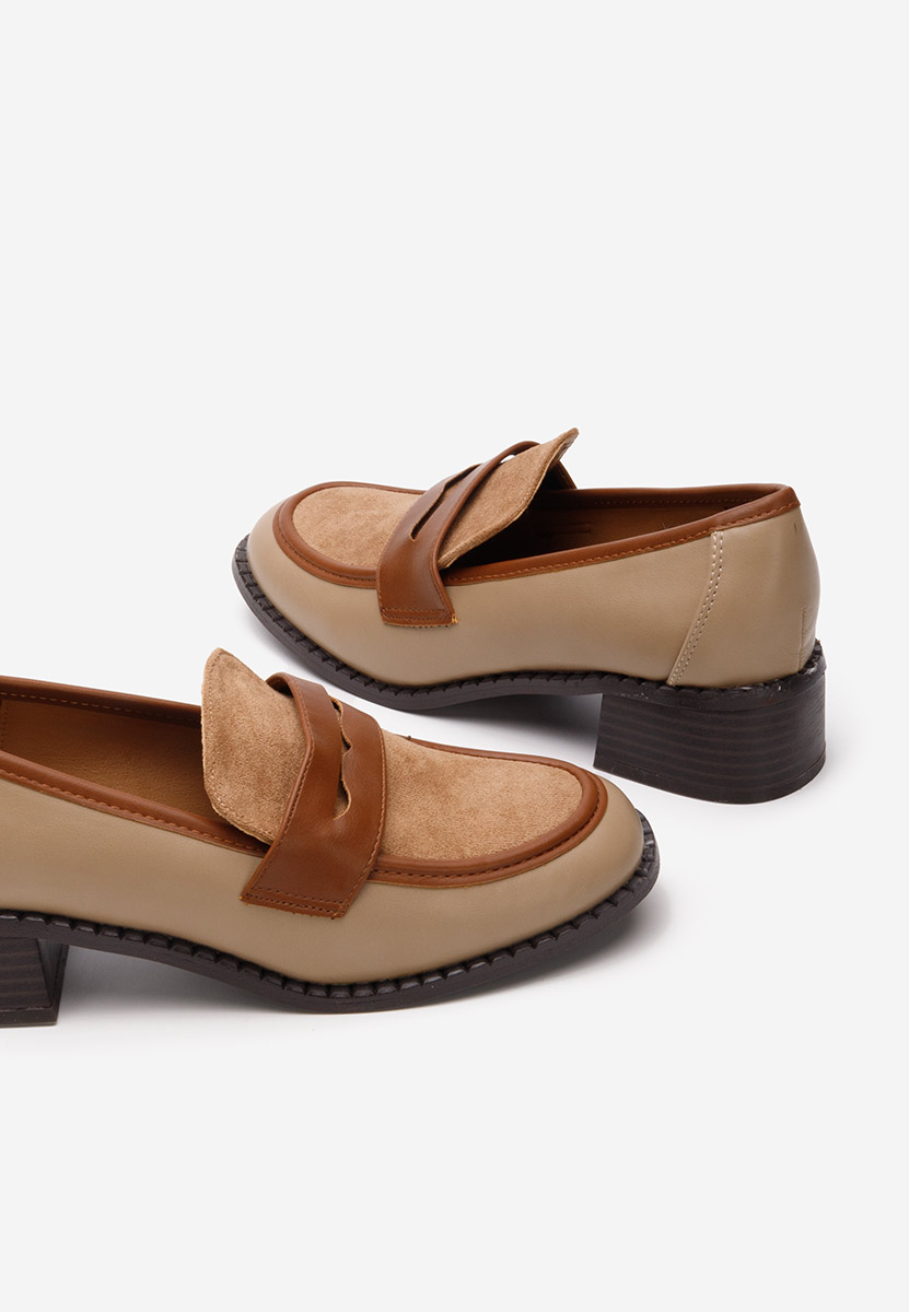 Loafers γυναικεια με τακουνι Bruna χακι