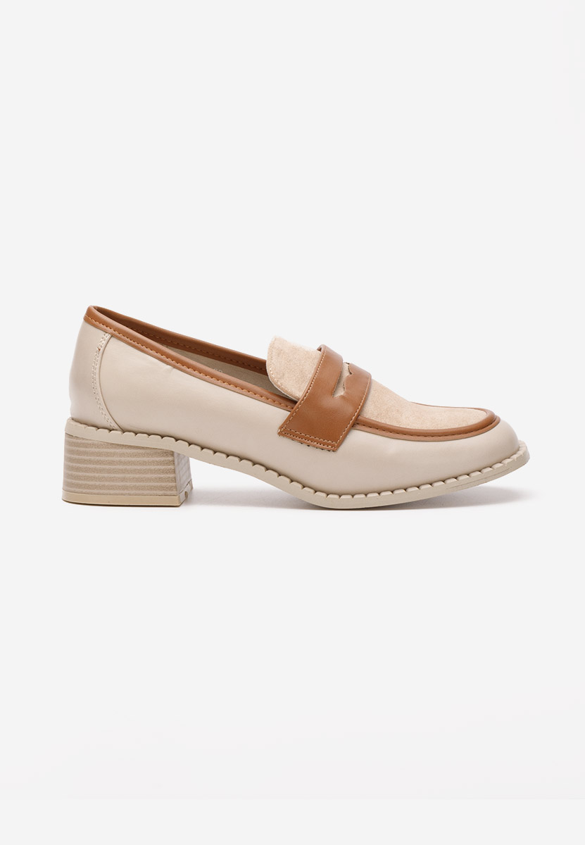 Loafers γυναικεια με τακουνι Bruna μπεζ