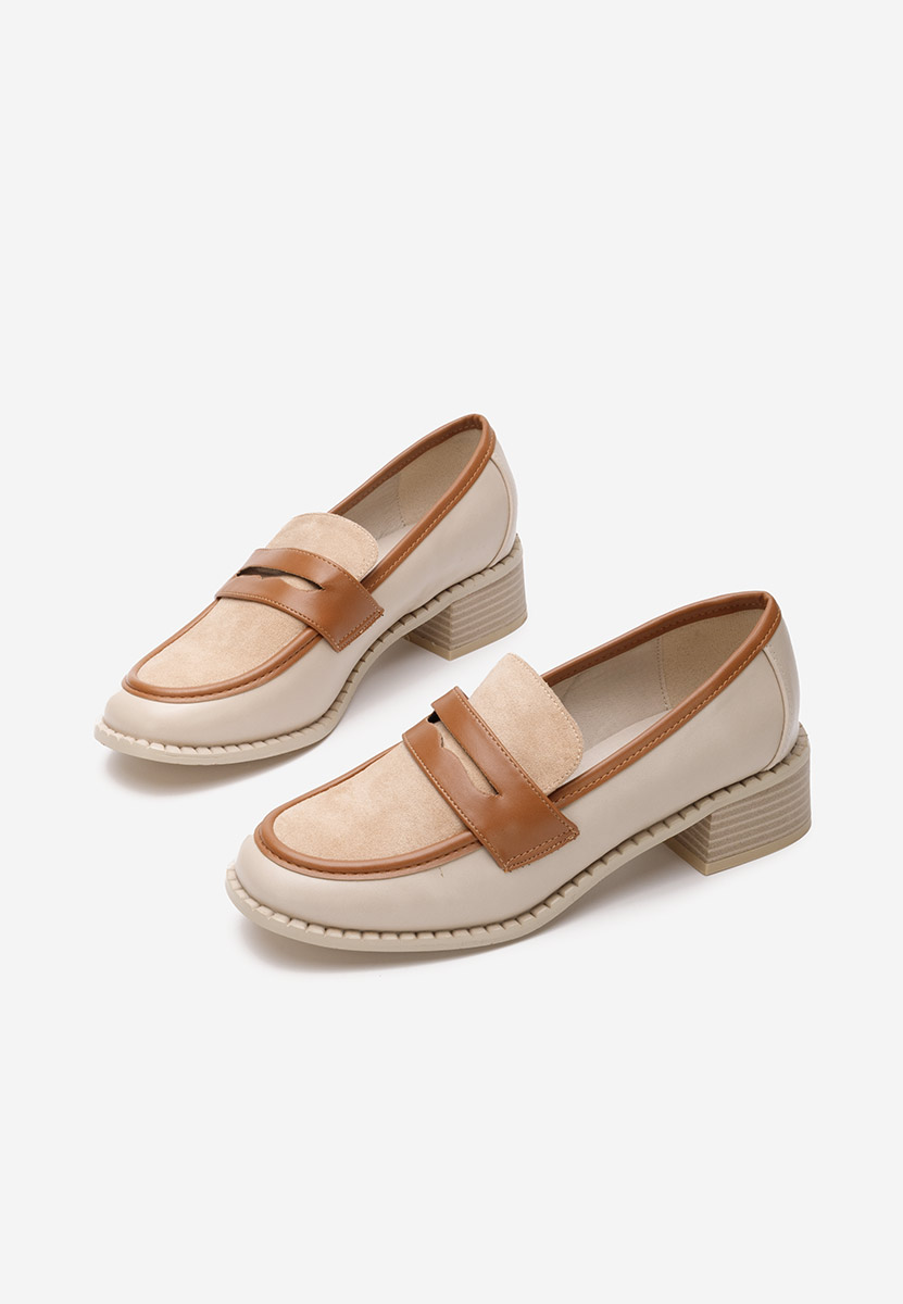 Loafers γυναικεια με τακουνι Bruna μπεζ