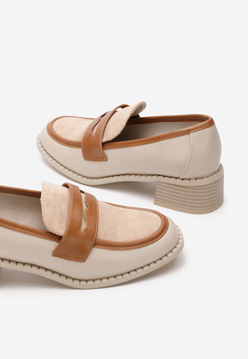 Loafers γυναικεια με τακουνι Bruna μπεζ