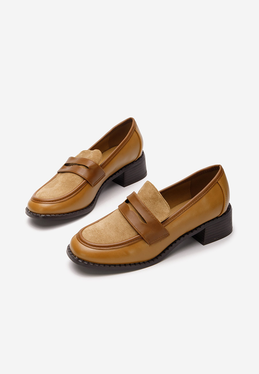 Loafers γυναικεια με τακουνι Bruna ταμπά