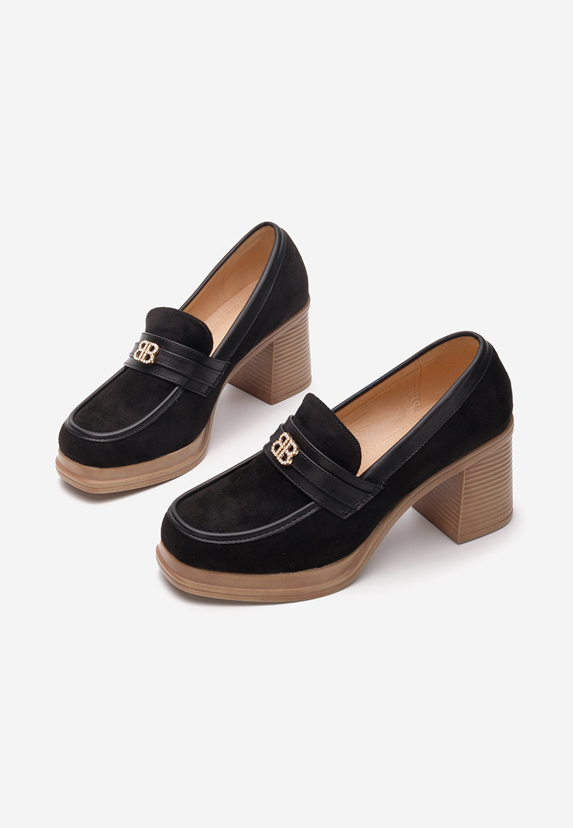 Loafers γυναικεια με τακουνι Jonsia μαύρα