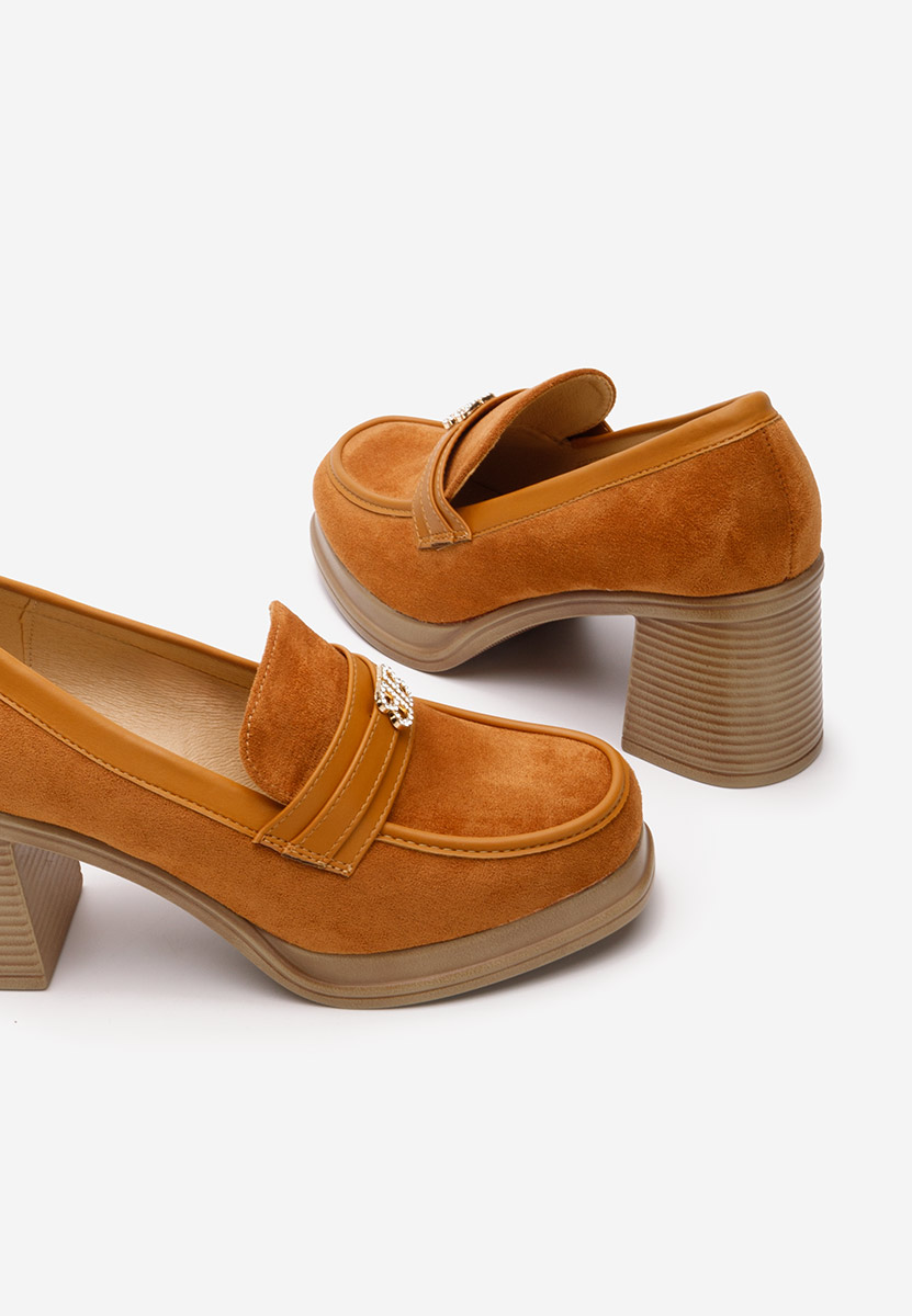 Loafers γυναικεια με τακουνι Jonsia ταμπά