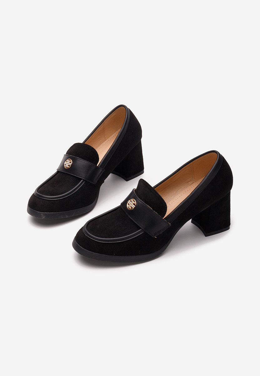 Loafers γυναικεια με τακουνι Jonsia V2 μαύρα