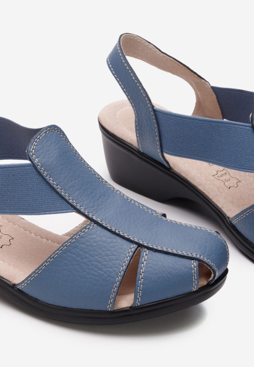 γυναικεια πεδιλα με χαμηλο τακουνι Melona V4 μπλε