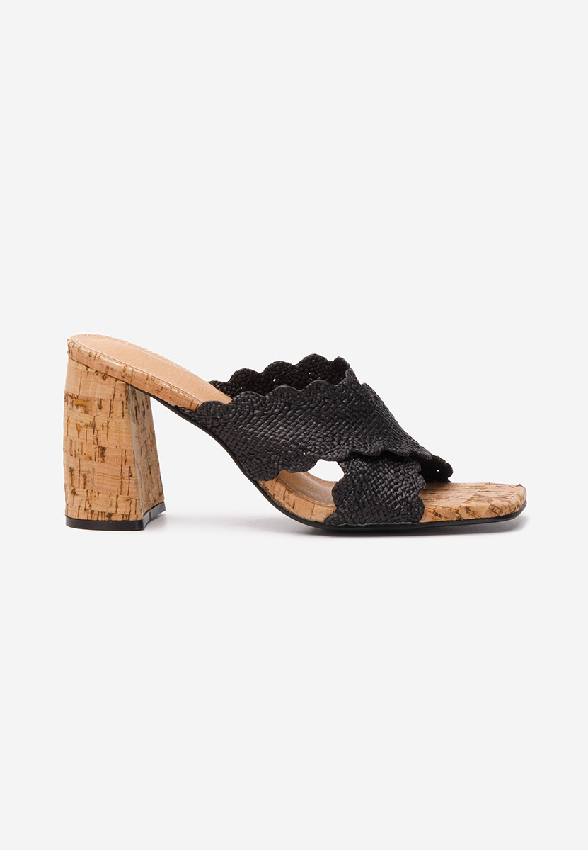 Mule με τακούνι Alianna μαύρα