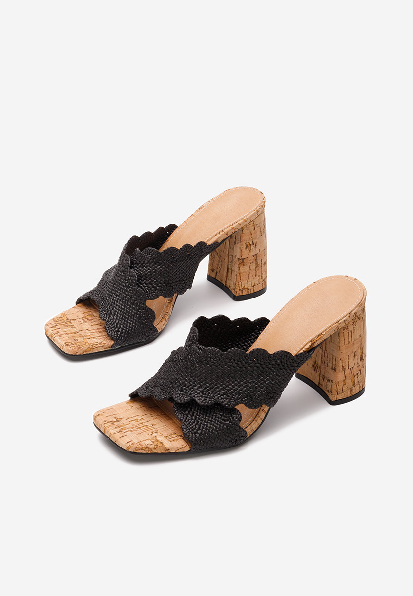Mule με τακούνι Alianna μαύρα