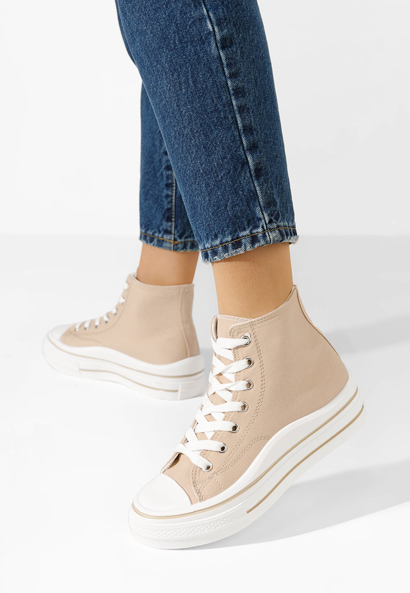 Γυναικεία sneakers αστραγάλο Hanya μπεζ
