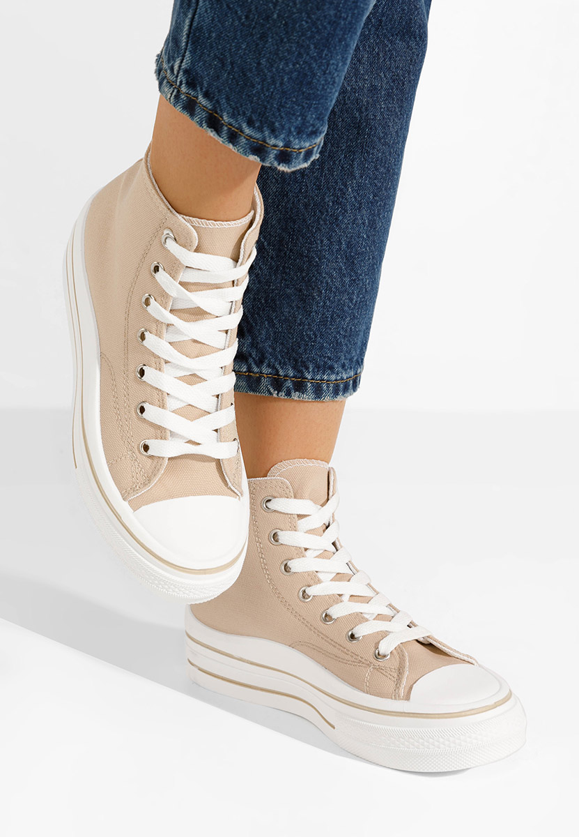 Γυναικεία sneakers αστραγάλο Hanya μπεζ