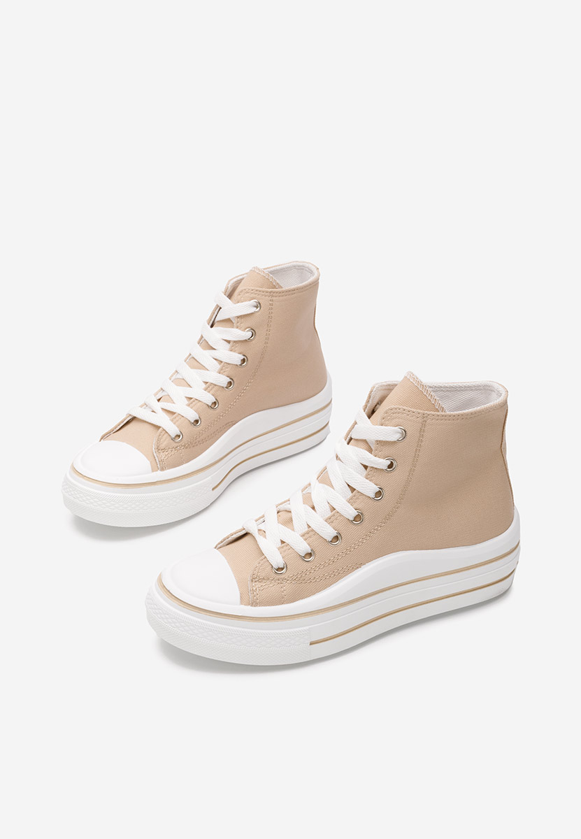 Γυναικεία sneakers αστραγάλο Hanya μπεζ
