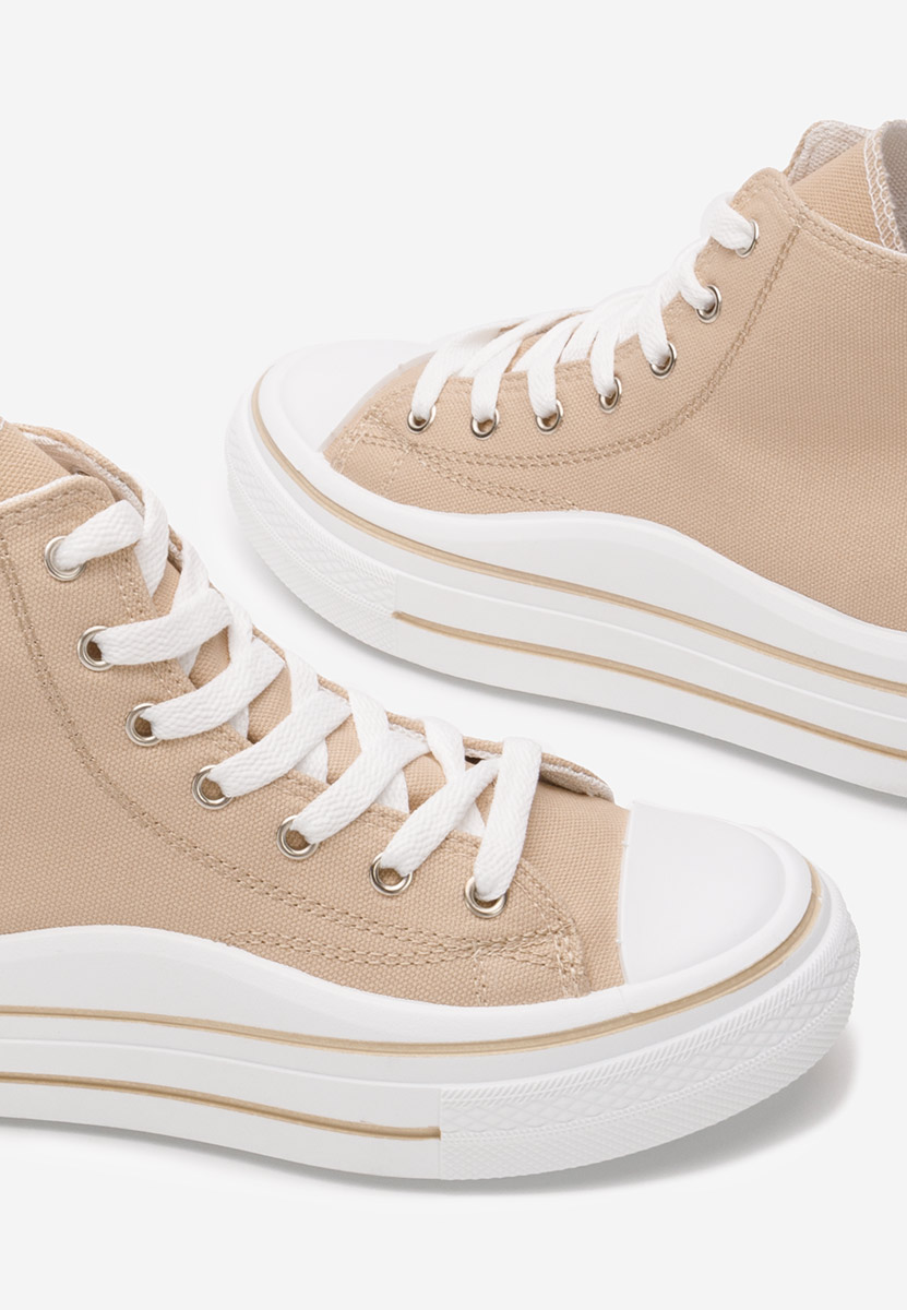 Γυναικεία sneakers αστραγάλο Hanya μπεζ
