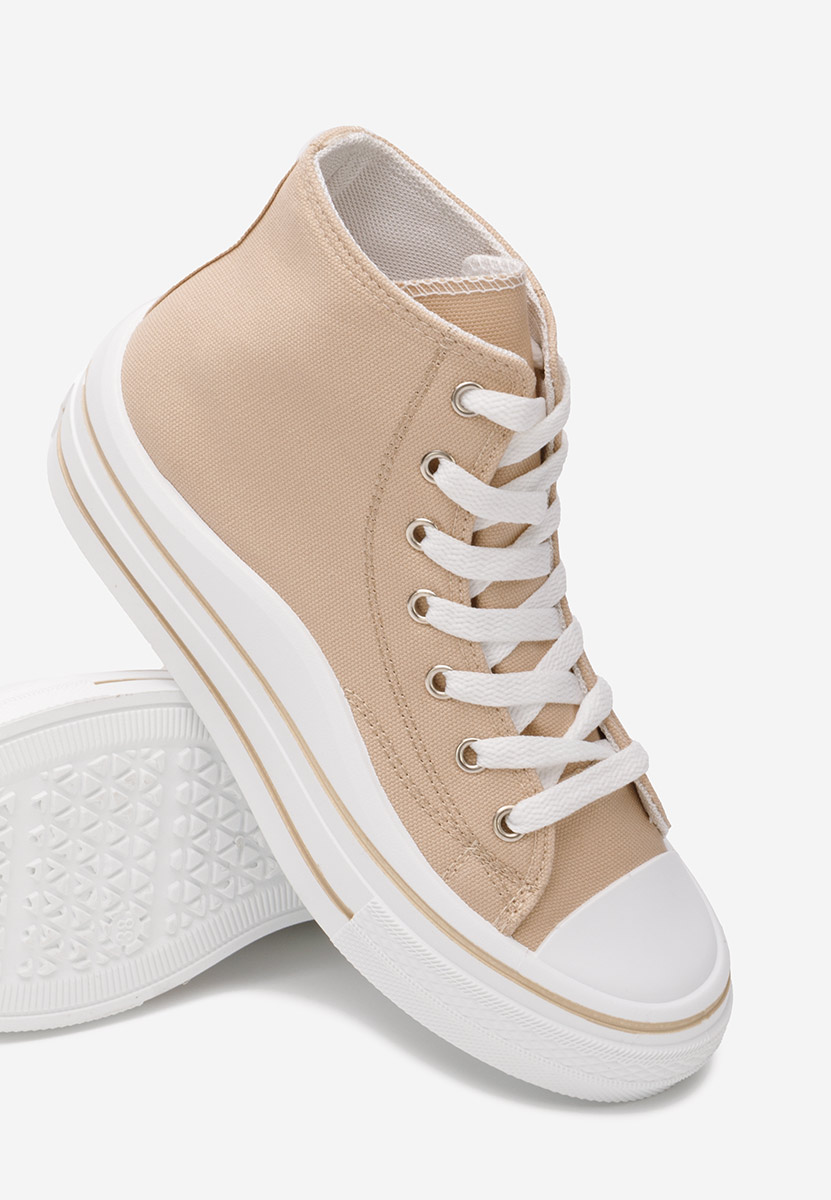 Γυναικεία sneakers αστραγάλο Hanya μπεζ