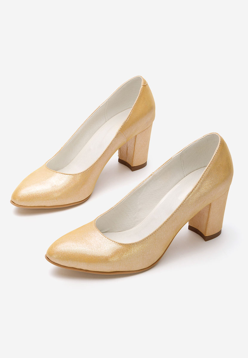 Γόβες με χοντρό τακούνι Cleopatra χρυσο