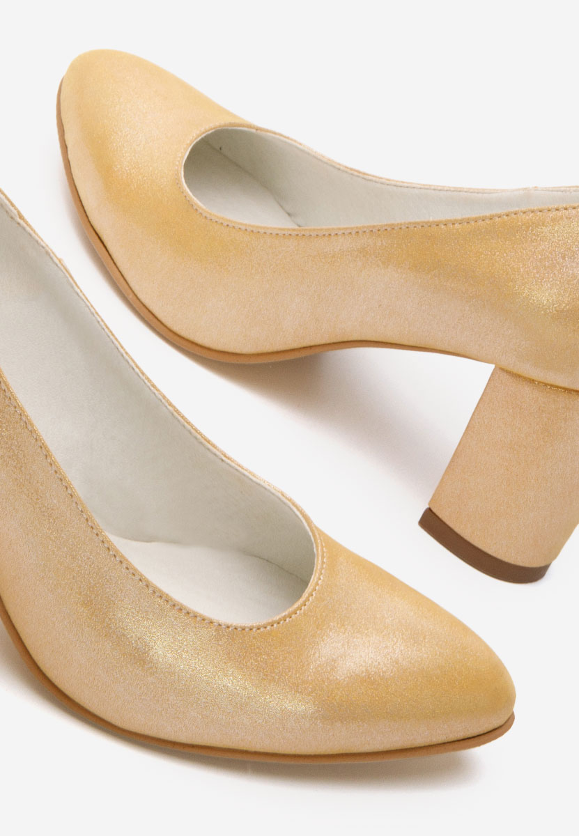 Γόβες με χοντρό τακούνι Cleopatra χρυσο