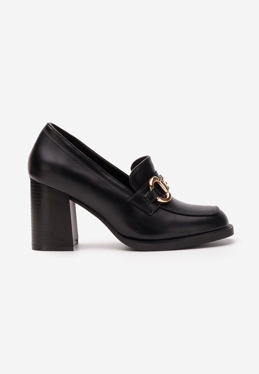 Loafers γυναικεια με τακουνι Kyrenia μαύρα