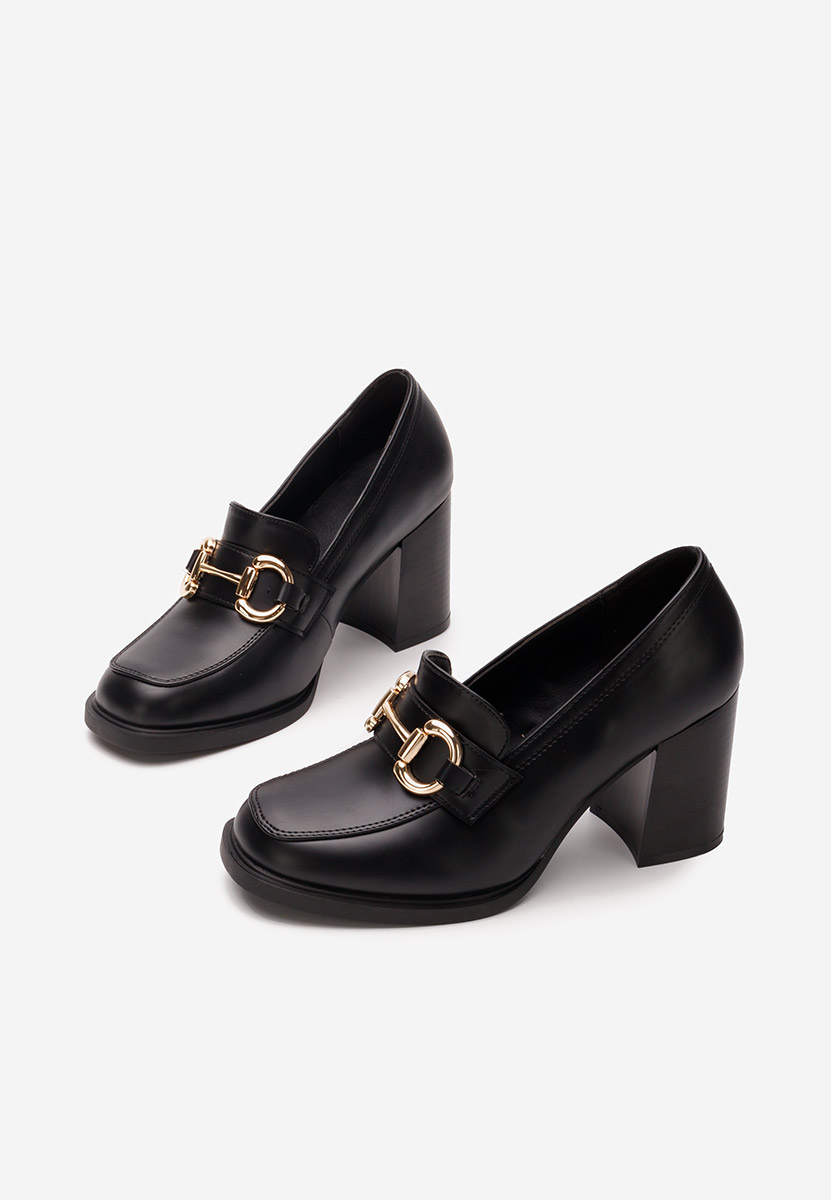 Loafers γυναικεια με τακουνι Kyrenia μαύρα
