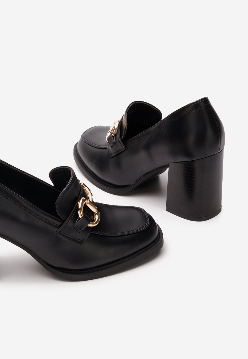 Loafers γυναικεια με τακουνι Kyrenia μαύρα