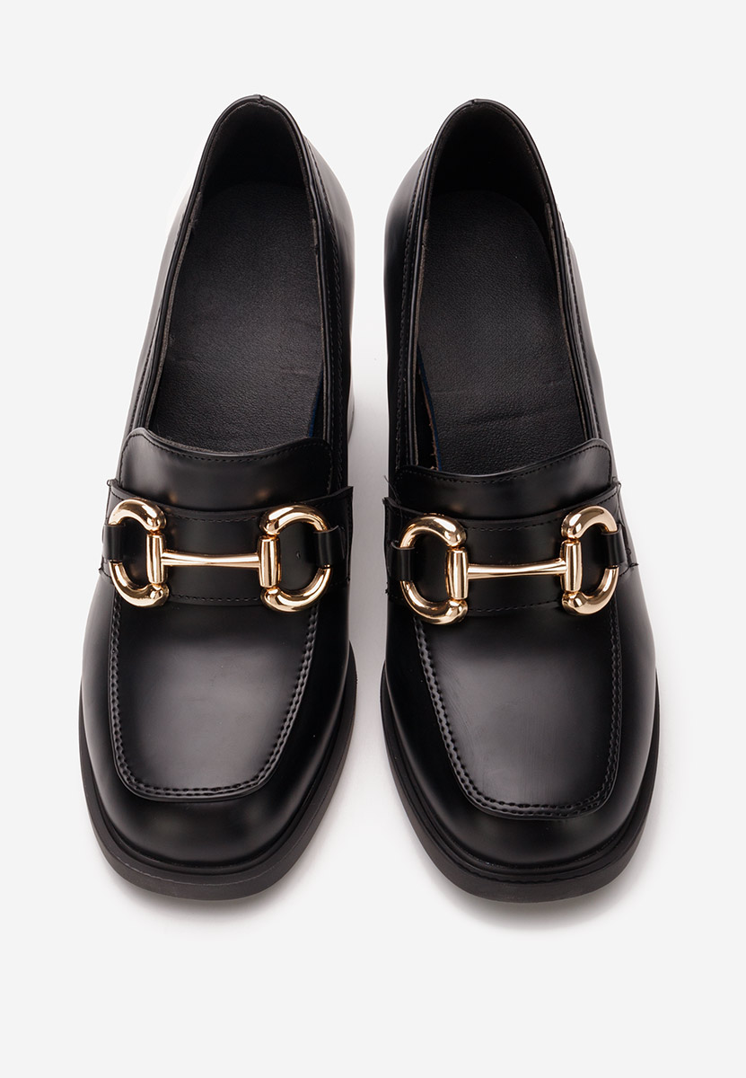Loafers γυναικεια με τακουνι Kyrenia μαύρα