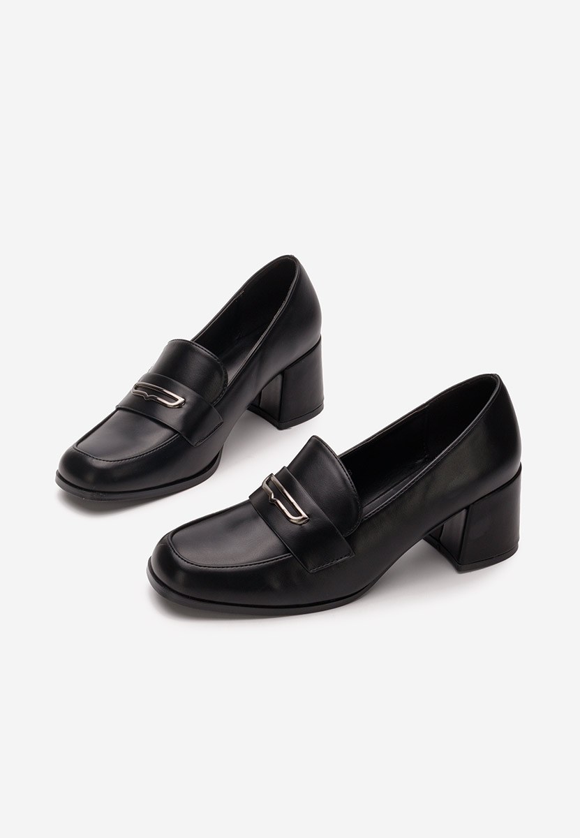 Loafers γυναικεια με τακουνι Ameliana μαύρα