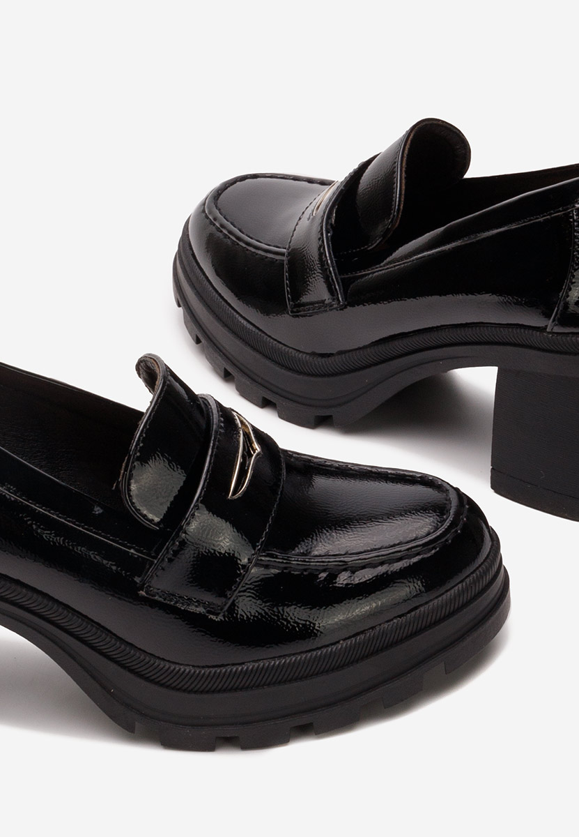 Loafers γυναικεια με τακουνι Patritia μαύρα