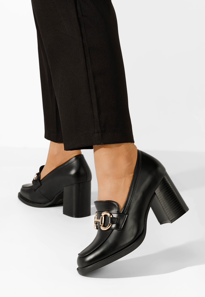 Loafers γυναικεια με τακουνι Kyrenia μαύρα