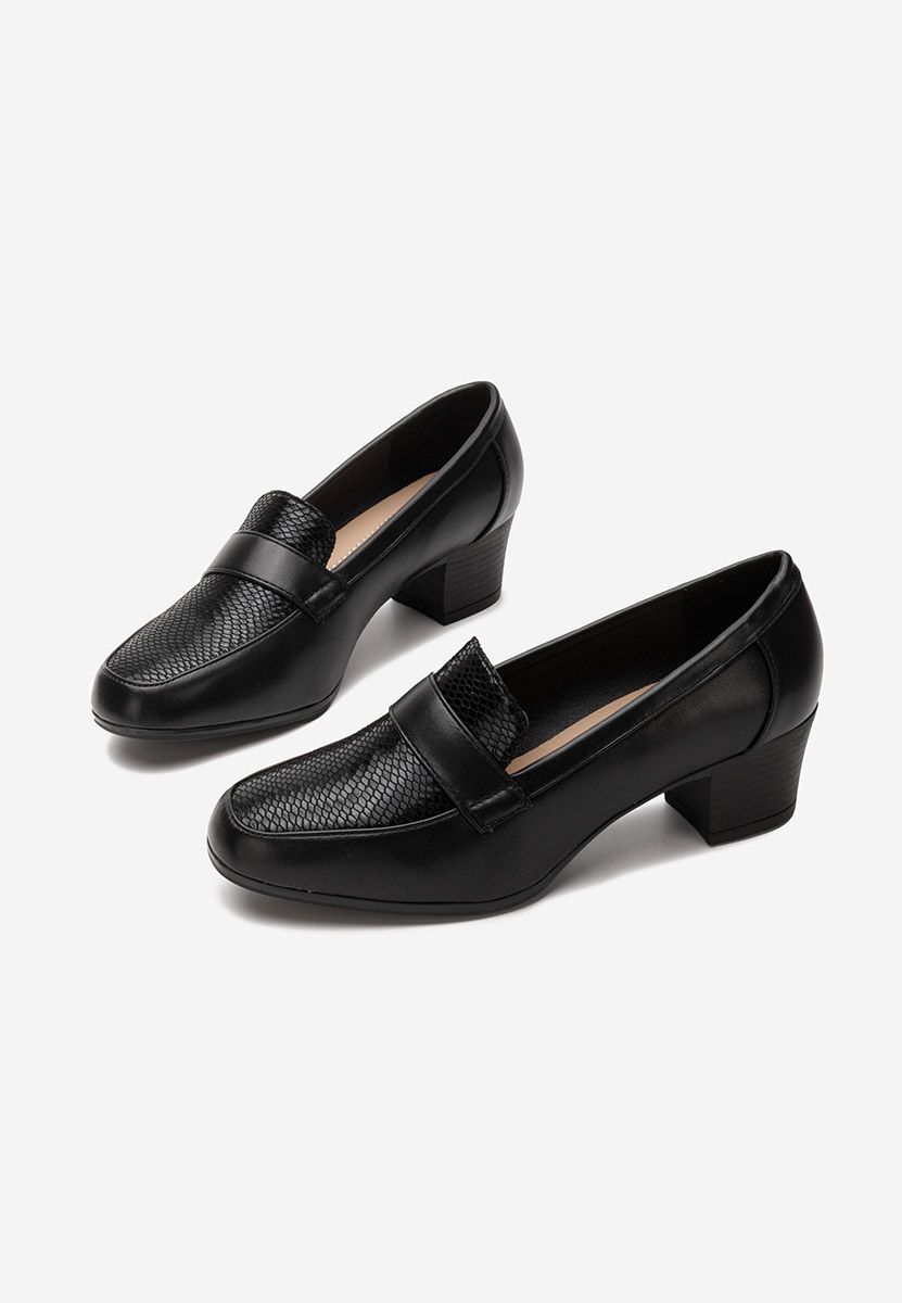 Loafers γυναικεια με τακουνι Elidera μαύρα