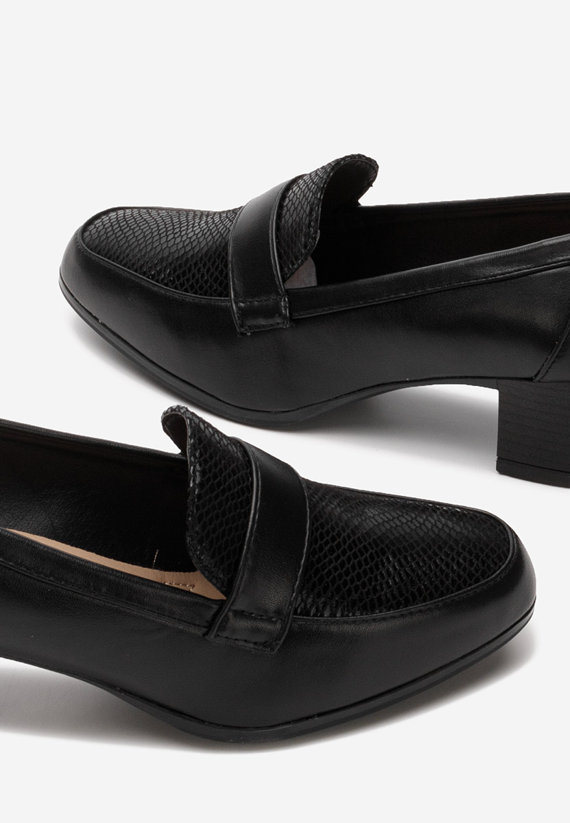 Loafers γυναικεια με τακουνι Elidera μαύρα