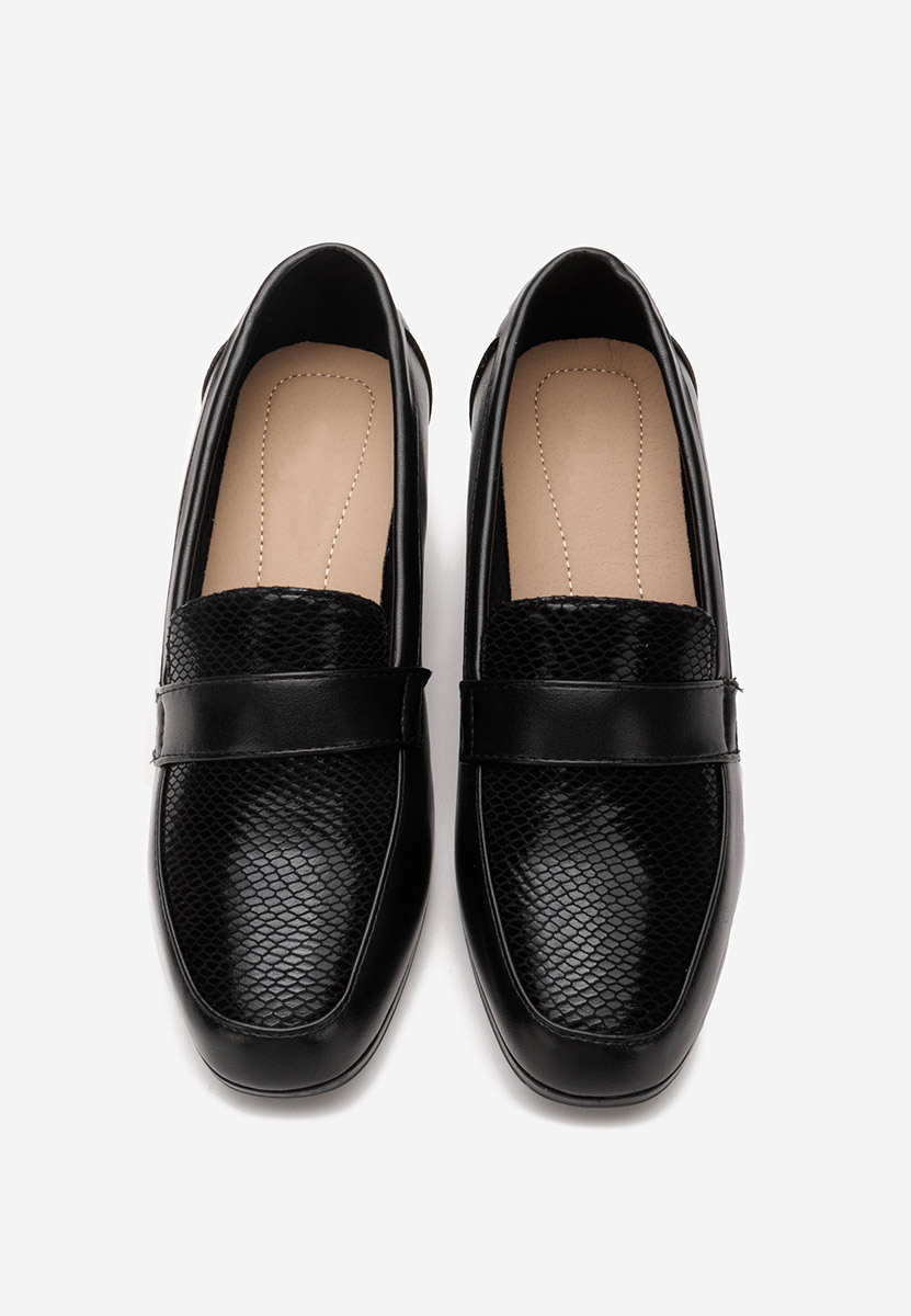 Loafers γυναικεια με τακουνι Elidera μαύρα