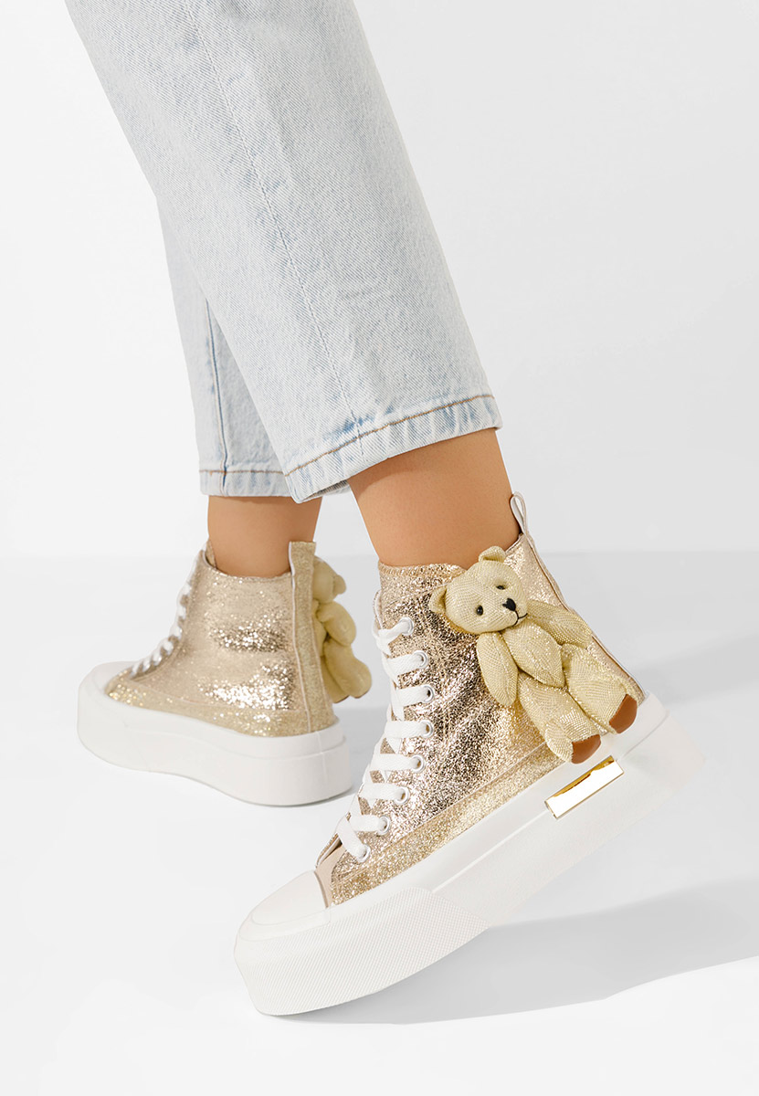 Γυναικεία sneakers αστραγάλο Alisea χρυσο