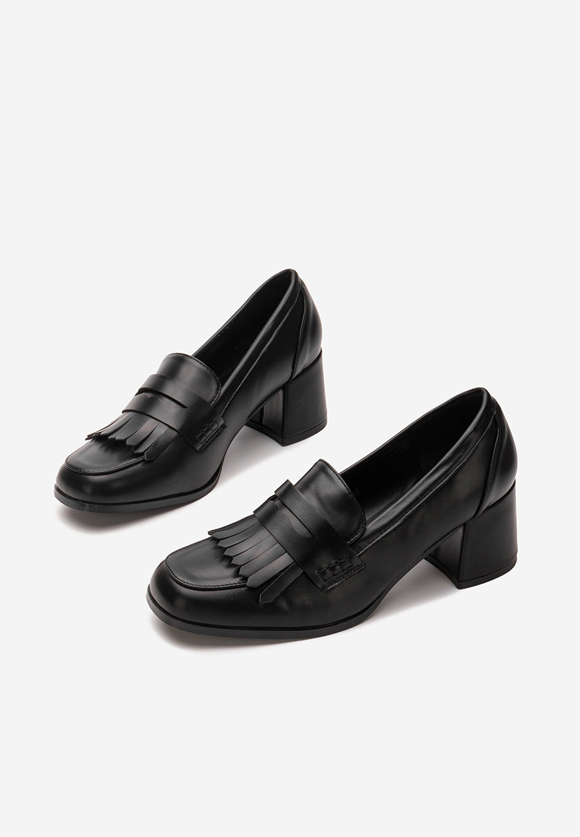 Loafers γυναικεια με τακουνι Solina μαύρα