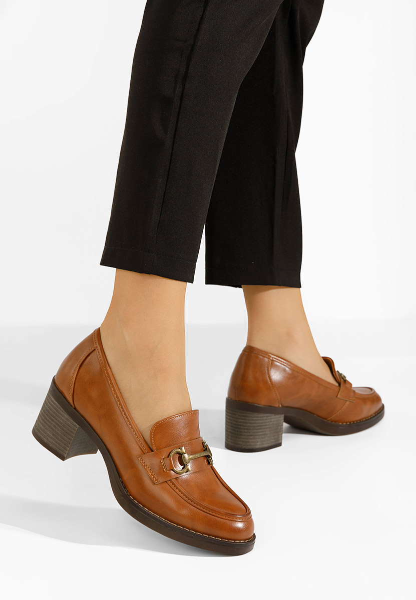 Loafers γυναικεια με τακουνι Darna ταμπά
