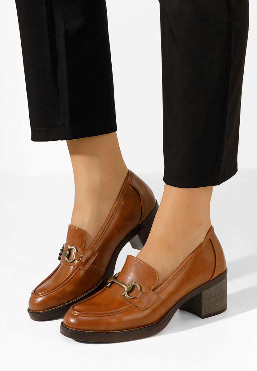 Loafers γυναικεια με τακουνι Darna ταμπά