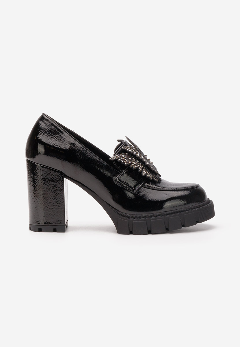 Loafers γυναικεια με τακουνι Alishia μαύρα
