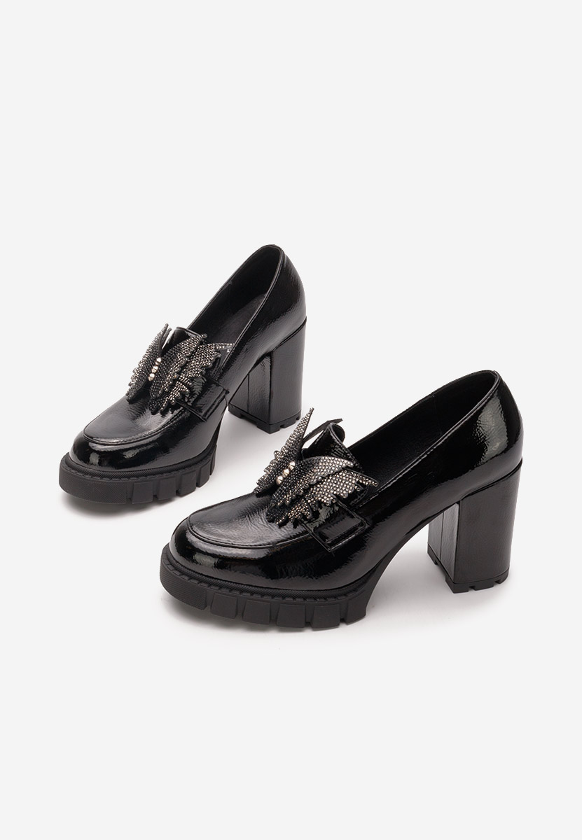 Loafers γυναικεια με τακουνι Alishia μαύρα