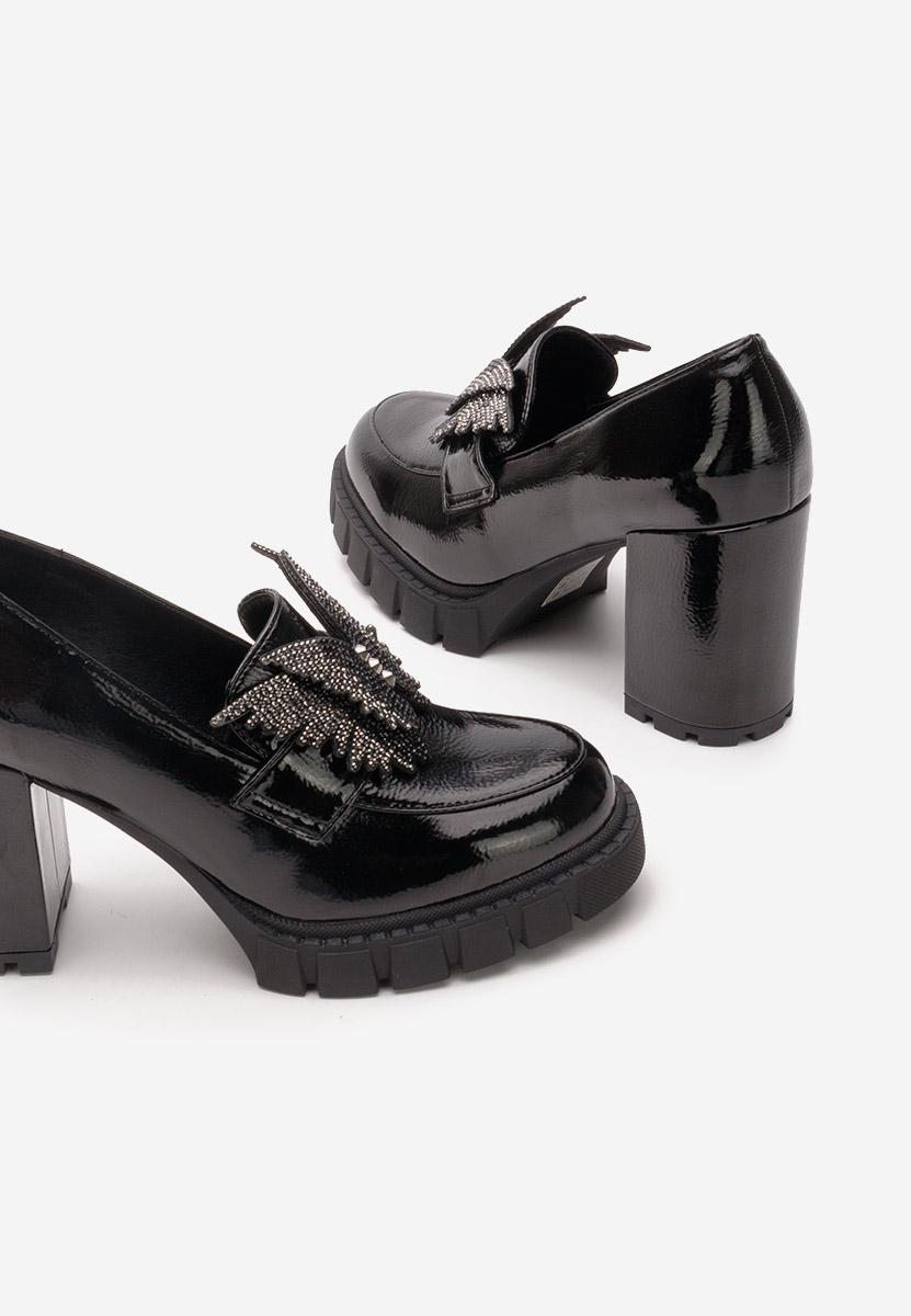 Loafers γυναικεια με τακουνι Alishia μαύρα