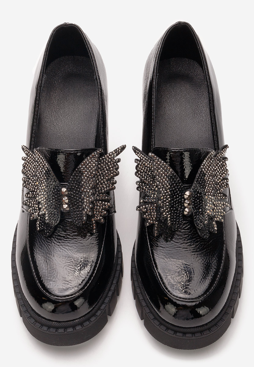 Loafers γυναικεια με τακουνι Alishia μαύρα