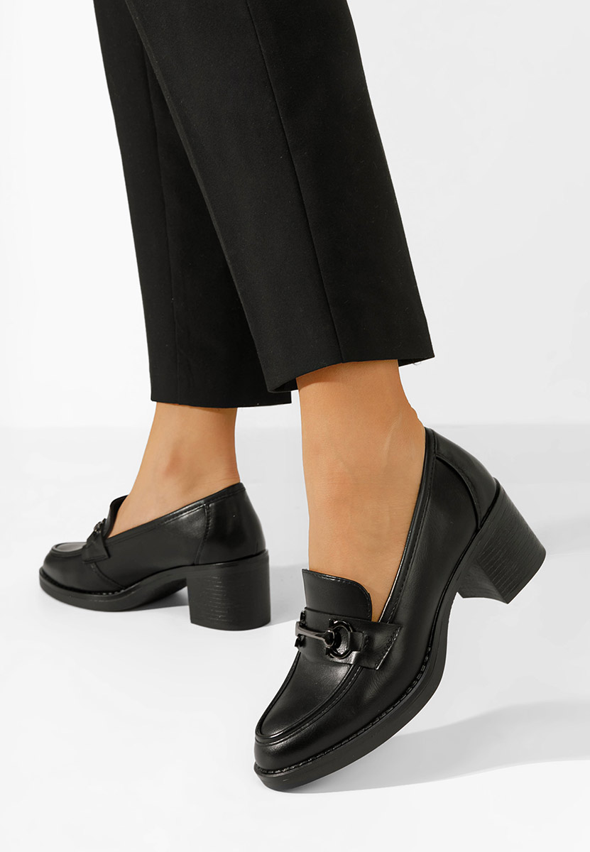 Loafers γυναικεια με τακουνι Darna μαύρα