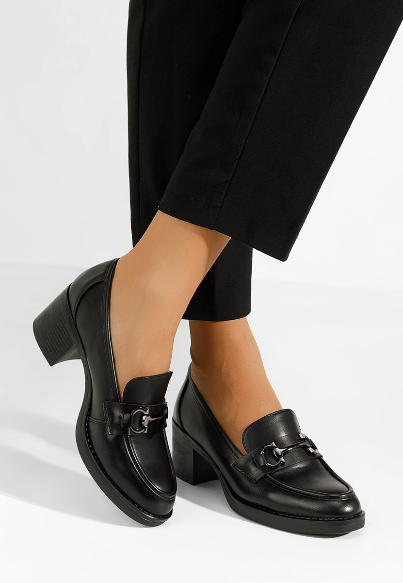 Loafers γυναικεια με τακουνι Darna μαύρα